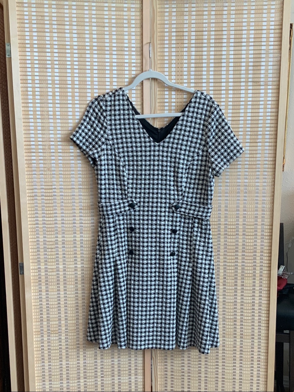 DKNY Black and White tweed knit short dress 12P